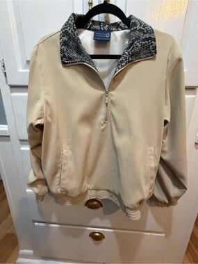 Vtg 90s Sunderland of Scotland Weatherbeater Jacket S Beige Snakeskin Golf men’s